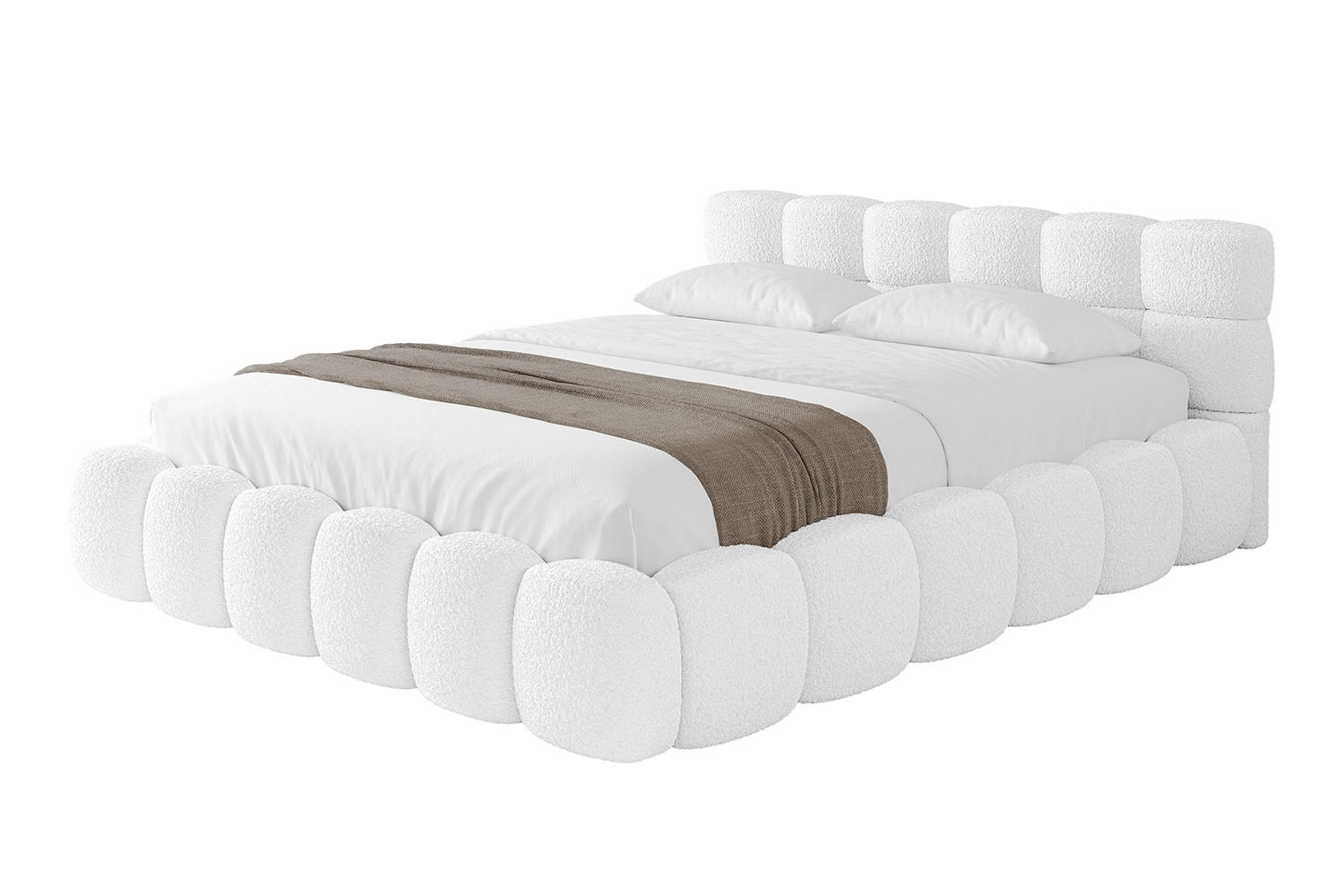 POLSTERBETT mit Bettkasten und Lattenrost, Bett mit Matratze H3/H4 - LEYA-v1 180x200 Weiß - Weiß, Holzwerkstoff/Textil (180/200cm) - ALTDECOR