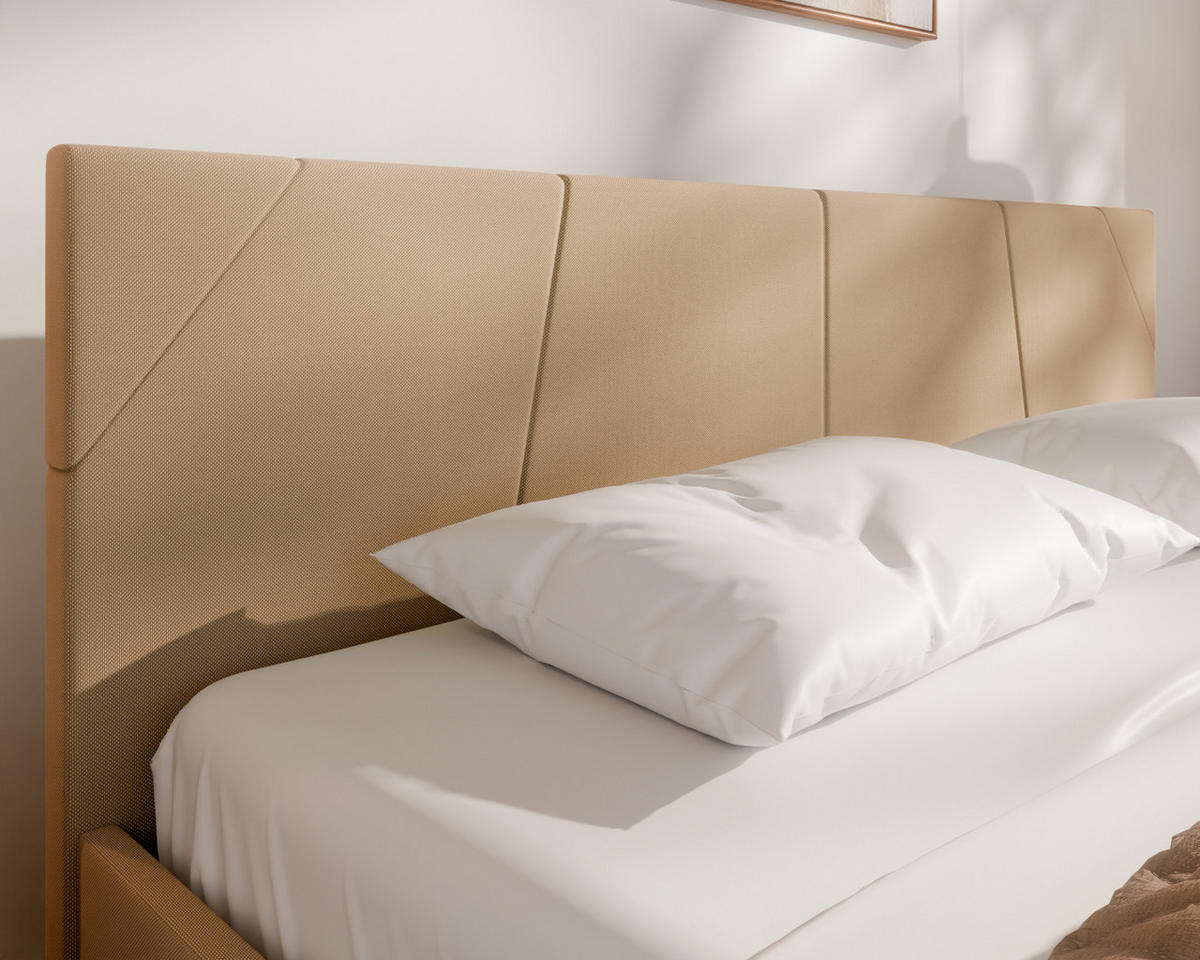 POLSTERBETT ALMORE 160x200cm, Taschenfederkernmatratze LIORA(19cm), Creme - Creme, Holz (160/200cm) - Homesy