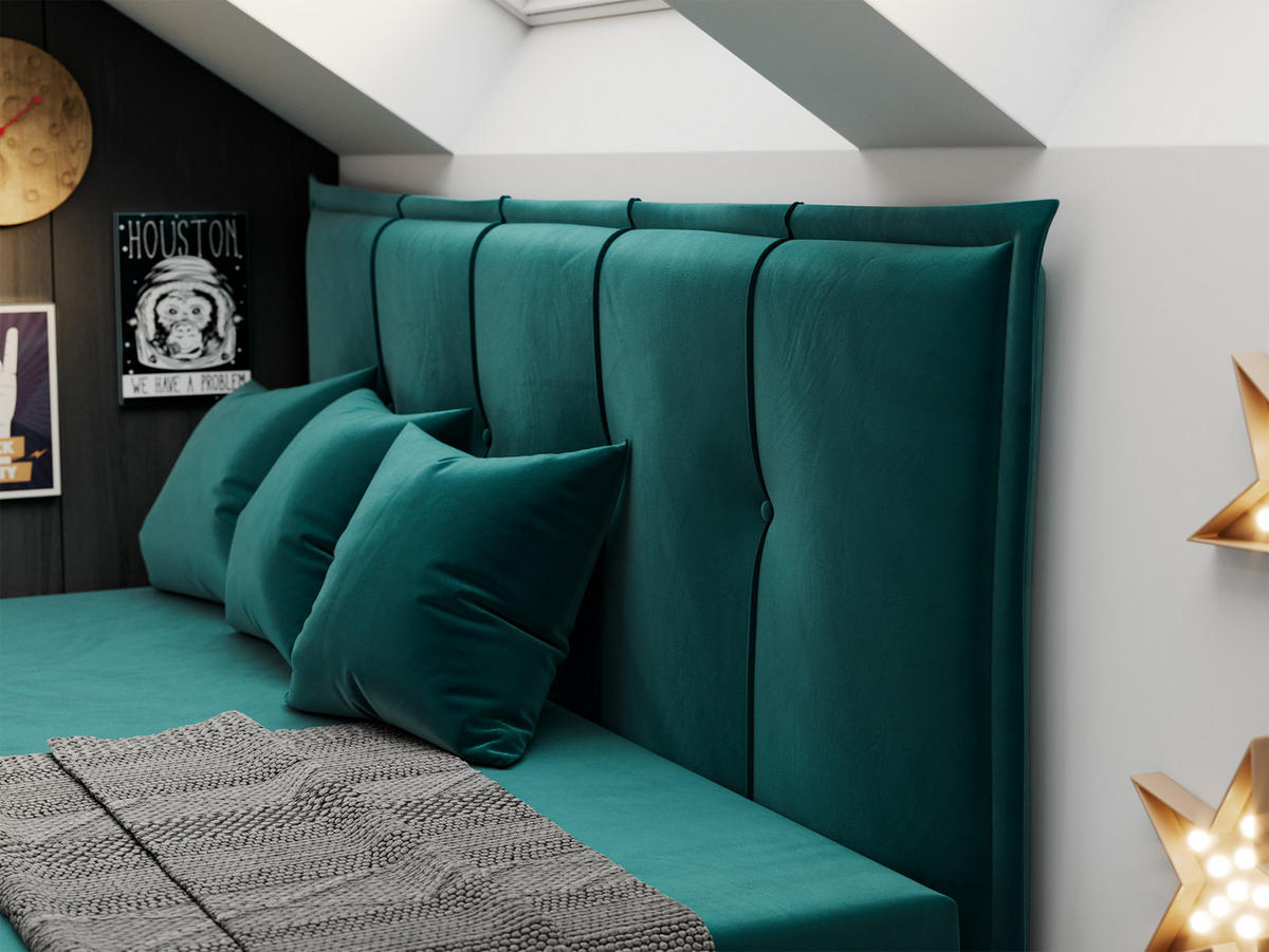 BOXBETT BANCO 90/200 Dunkelgrün Velvet - H3 - Dunkelgrün, Holz/Textil (90/200cm) - MKS
