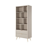 STANDREGAL Flore 88 cm Beige / Gold - mit Schubladen und 8 Fächern - Beige/Gelb, Holz/Holzwerkstoff (88/194/38cm) - Ravio