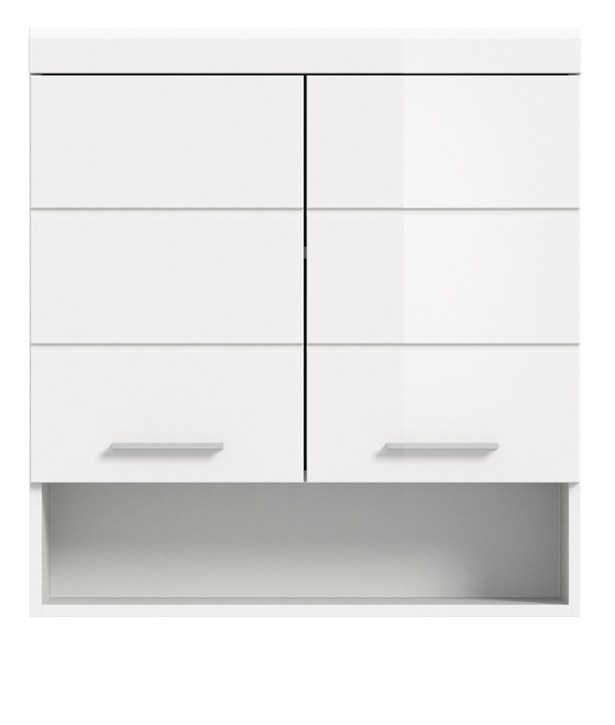HÄNGESCHRANK weiß Hochglanz 74 x 79 cm, Badschrank hängend - Weiß Hochglanz/Silberfarben, Holzwerkstoff/Kunststoff (74/79/24cm) - Inn.Furn