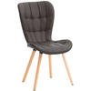 STUHL Lederlook braun - Eukalyptusholzfarben/Braun, Holz/Textil (50/88/63cm) - CLP