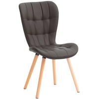 STUHL Lederlook braun - Eukalyptusholzfarben/Braun, Holz/Textil (50/88/63cm) - CLP