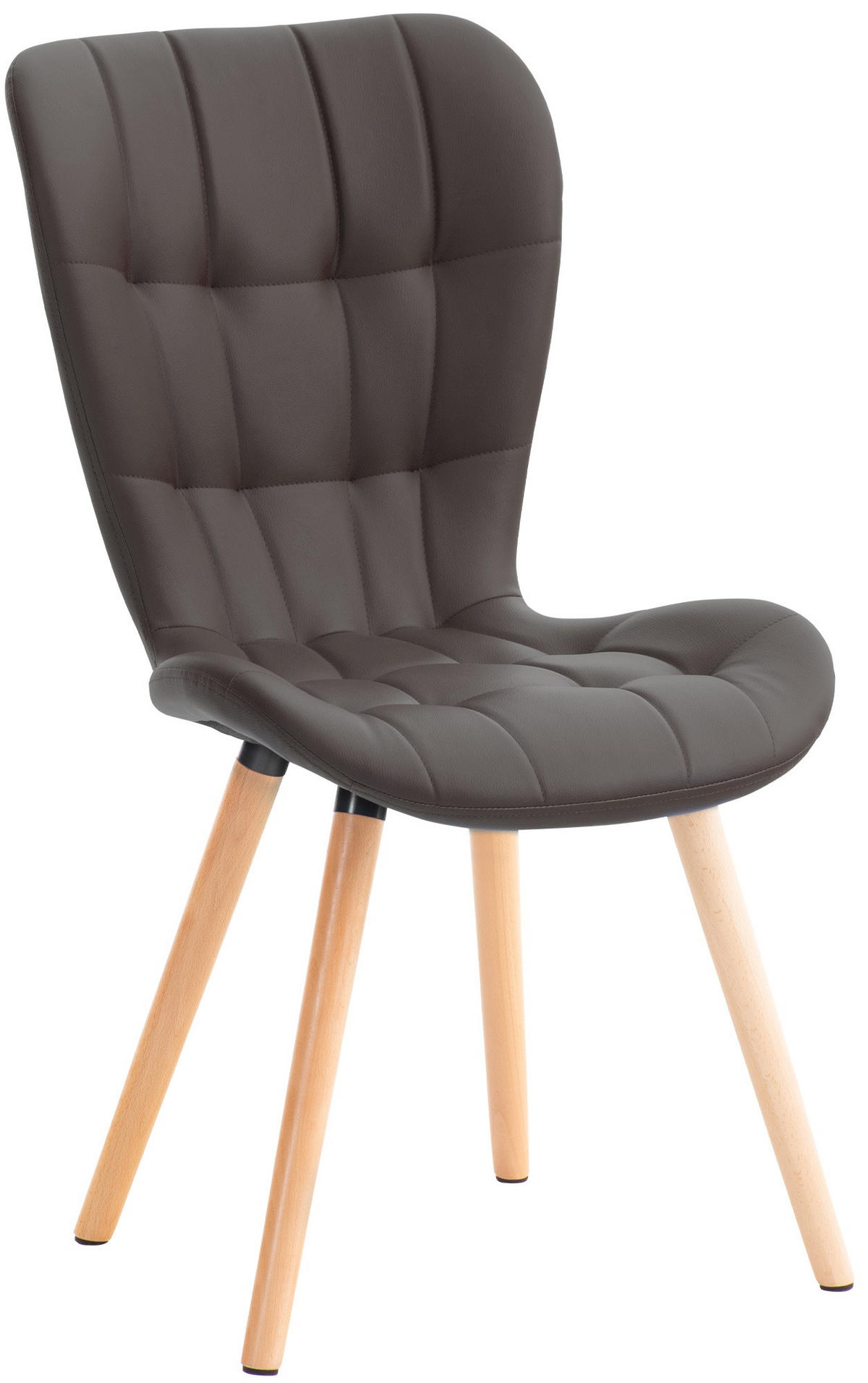STUHL Lederlook braun - Eukalyptusholzfarben/Braun, Holz/Textil (50/88/63cm) - CLP