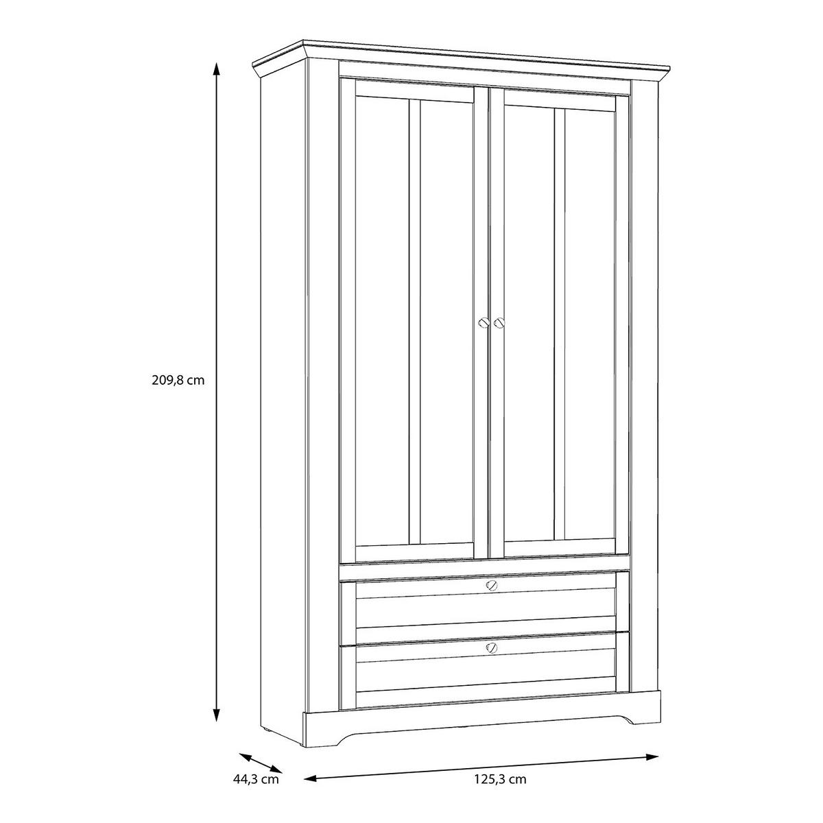 VITRINENSCHRANK - inkl. Beleuchtung - Eiche Weiß Dekor / Eiche Nelson Dekor - Silberfarben/Weiß, Holzwerkstoff/Kunststoff (125/210/44cm) - home24