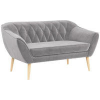 SOFA Pirs 2 Sitzer Velvet Hellgrau - Hellgrau/Braun, Holz/Textil (140/75/74cm) - MKS