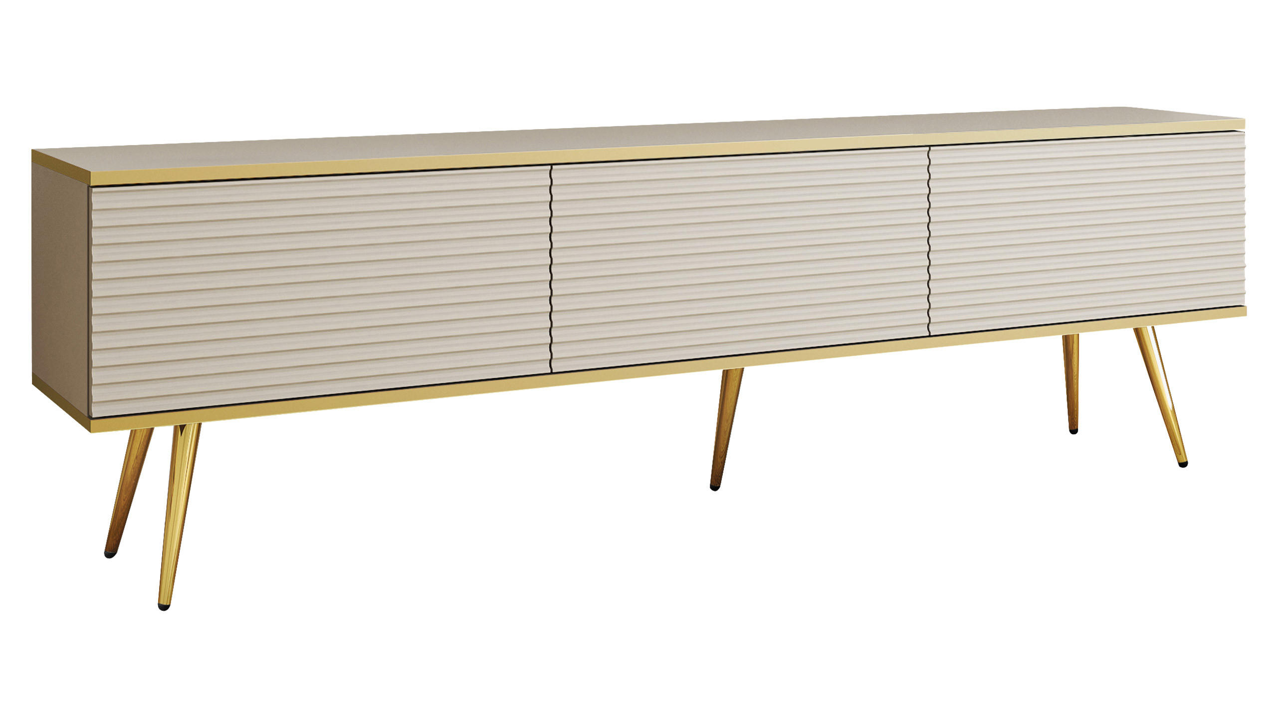 TV-LOWBOARD Oro II mit Füße - Goldfarben/Naturfarben, Holzwerkstoff/Metall (175/53/32cm) - MIRJAN24