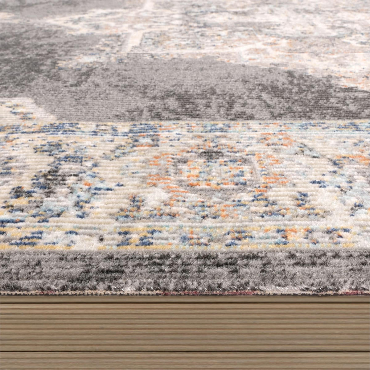 OUTDOOR Teppich Orientalisch Vintage Balkon, Terrasse schmutzabweisend Grau Rechteckig 120x170 - Grau, Textil (120/170cm) - KADIMA DESIGN
