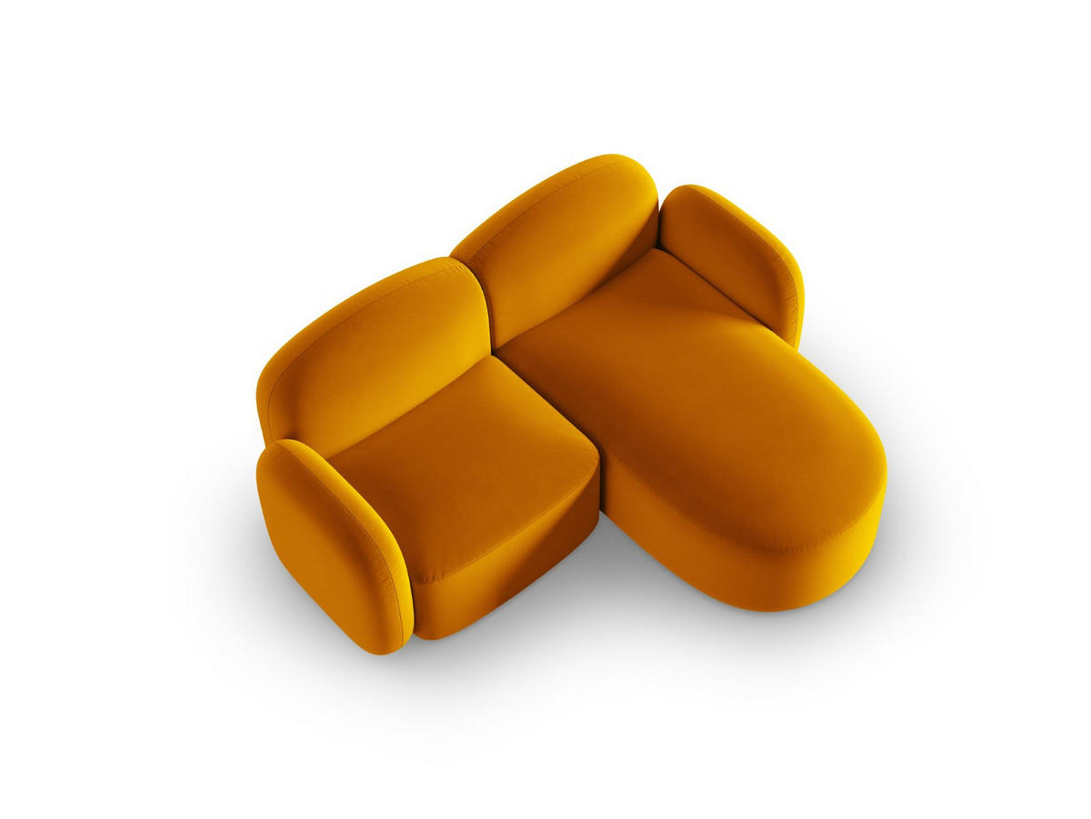 ECKSOFA rechts Blair aus Samt gelb 3 Sitzplätze - Gelb, Textil (155/194cm) - Micadoni