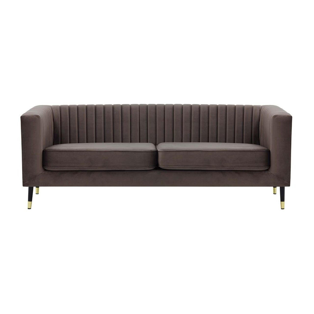 DREISITZER SOFA Slender-Velluto 17 - Braun, Holz/Textil (201/71/83cm) - SLF24