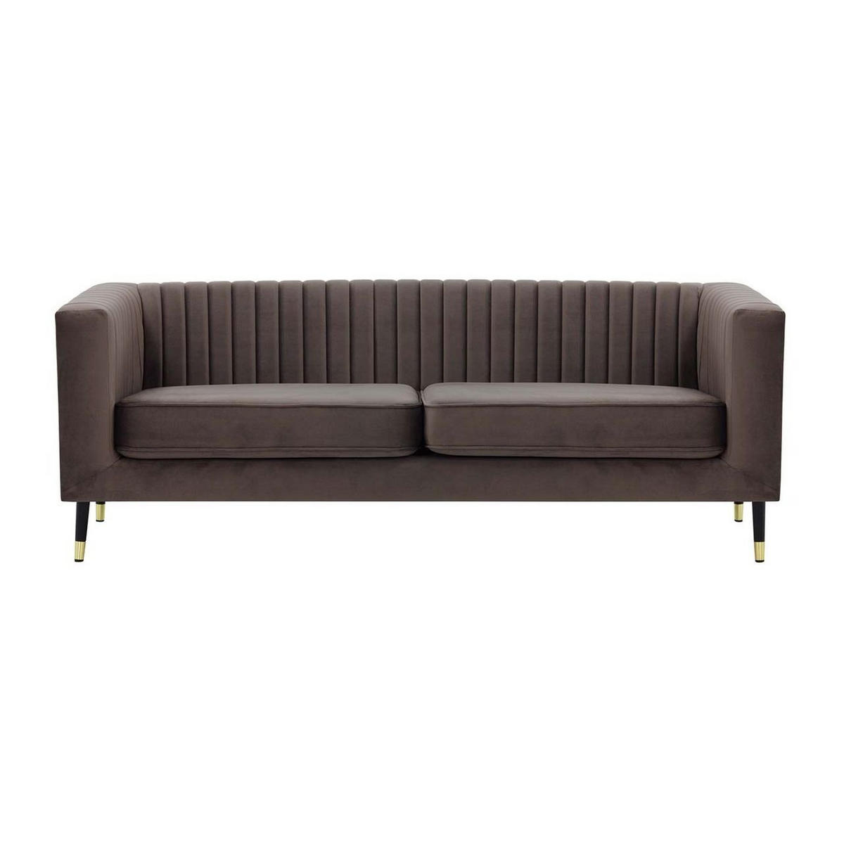 DREISITZER SOFA Slender-Velluto 17 - Braun, Holz/Textil (201/71/83cm) - SLF24