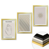 WANDBILDER 3er Set - 20x30 cm Goldrahmen - Minimalistische Sandlinien Sonne - Goldfarben, Kunststoff (20/30cm) - ArtPrintCave
