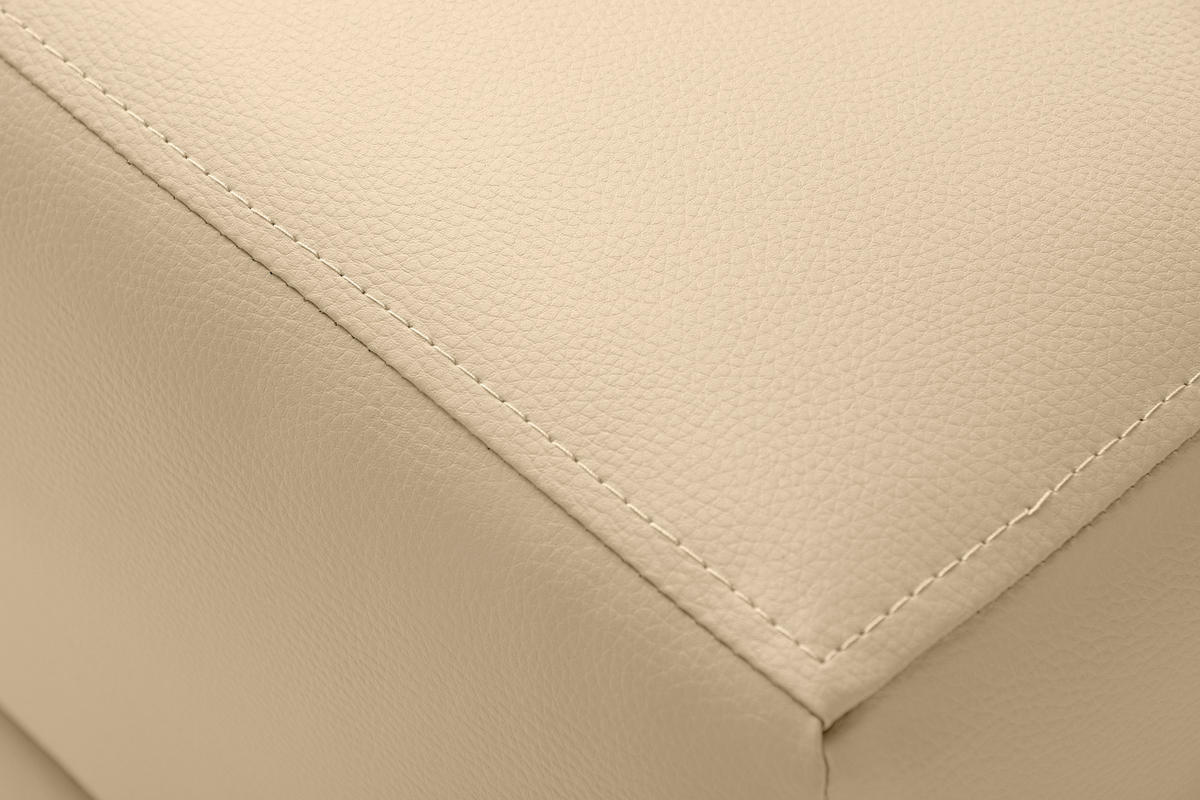SITZHOCKER ESPECTO auf hohen Holzbeinen, Ecru - Creme/Schwarz, Textil (58/47/56cm) - KONSIMO®