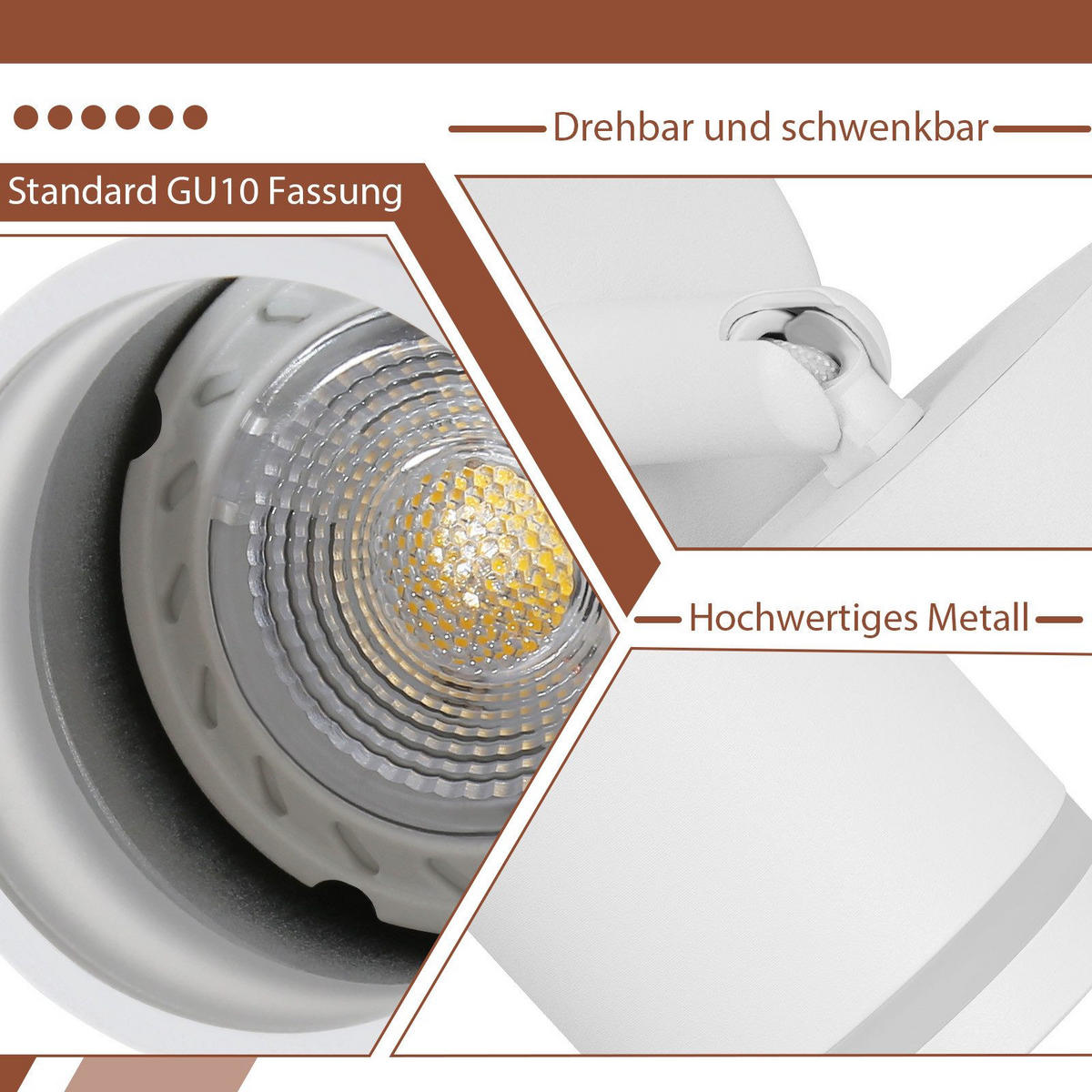 STRAHLER Hubert 3-flammig 20/20/17 cm - Weiß, Metall (20/20/17cm) - Nettlife