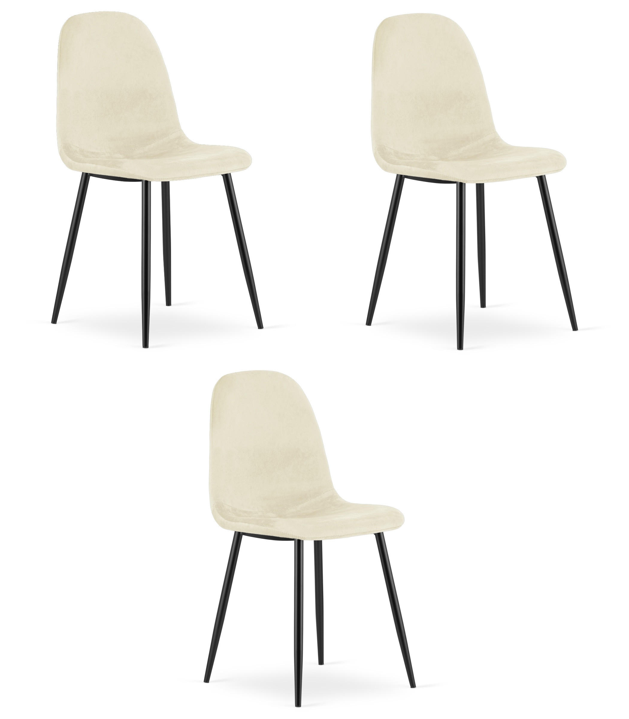 ESSZIMMERSTUHL 3-er Set COMO beiger Sitz - Beige, Textil (44.5/87.5/50.5cm) - Valora