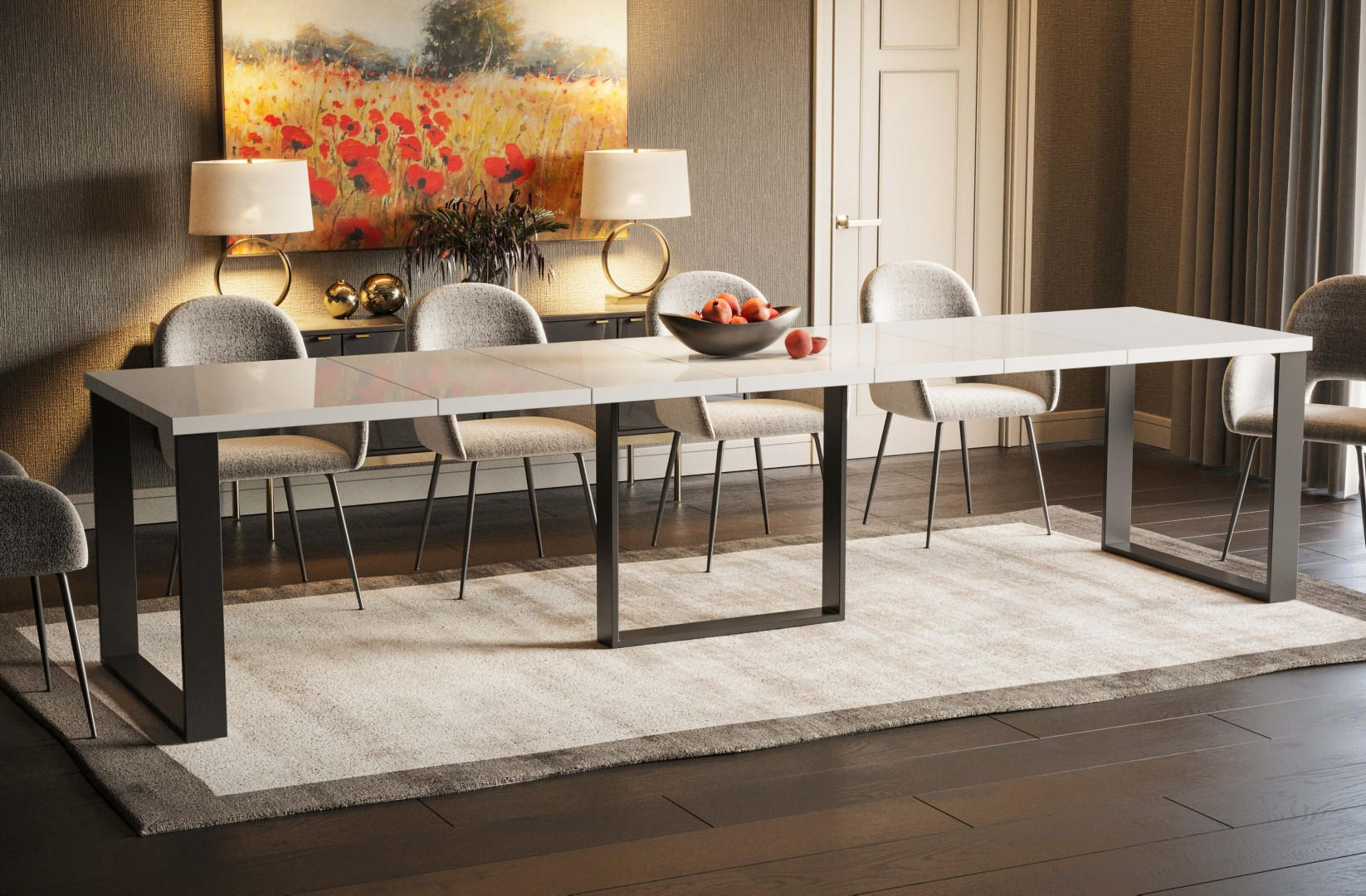 Thumbnail - Endo-Moebel Esstisch, Weiß Hochglanz, Holzwerkstoff, Rechteckig,Rechteckig, 85x76x130 cm, Esszimmer, Tische, Esstische