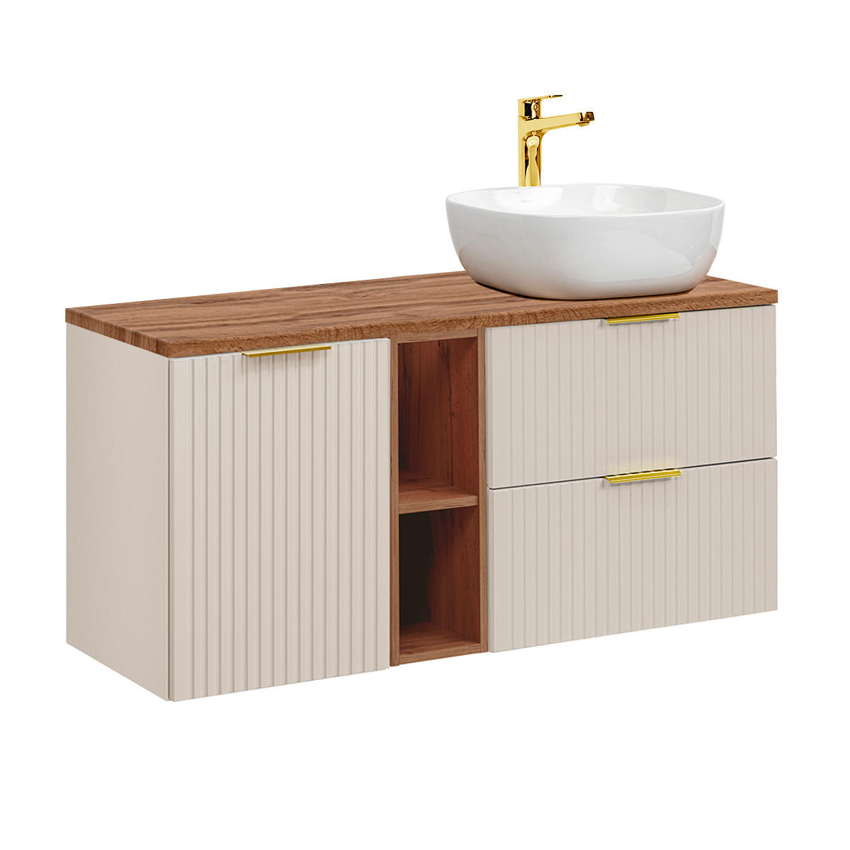 BADMÖBEL 120.8cm Adriel 2er-Set Kaschmir und Holz - Beige, Holzwerkstoff (120.8/59/46cm) - Petits-meubles