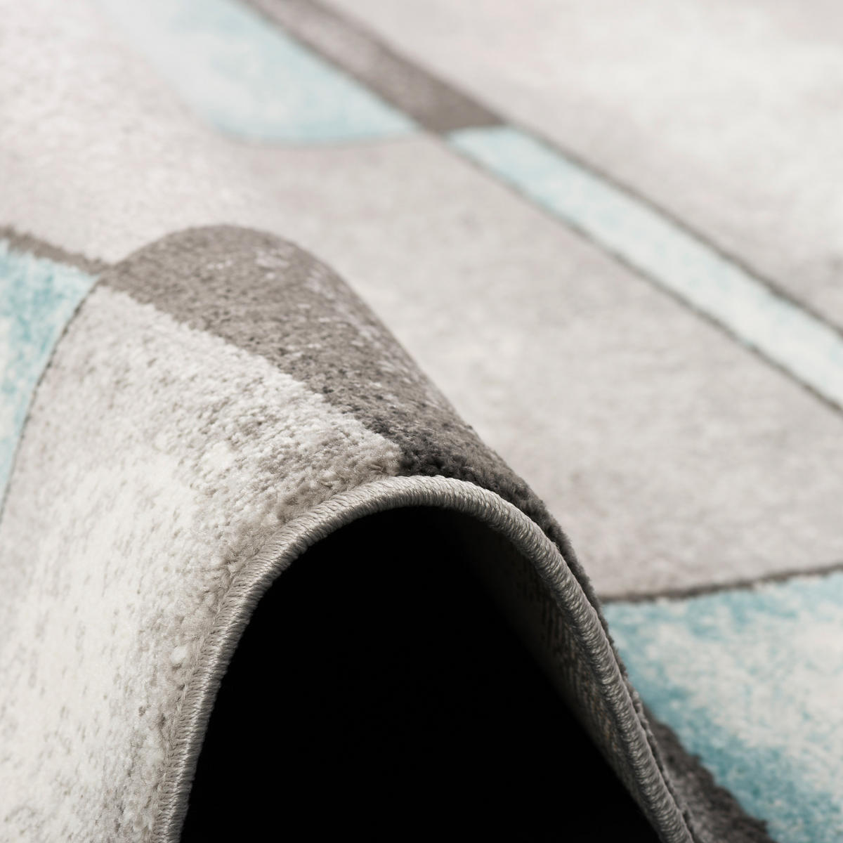DESIGNER TEPPICH PASTELL IVY GRAU TÜRKIS KARO - Türkis/Grau, Textil (160/230cm) - Pergamon