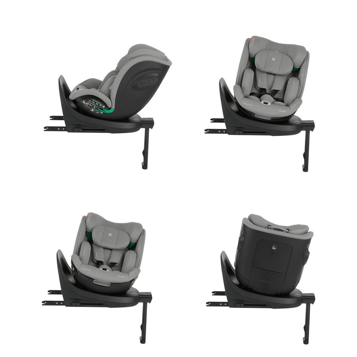 KINDERSITZ i-Twist i-Size hellgrau (40-150 cm) Gruppe 0+/1/2/3 Stützbein Isofix - Grau, Kunststoff (43/62/55cm) - Kikka boo