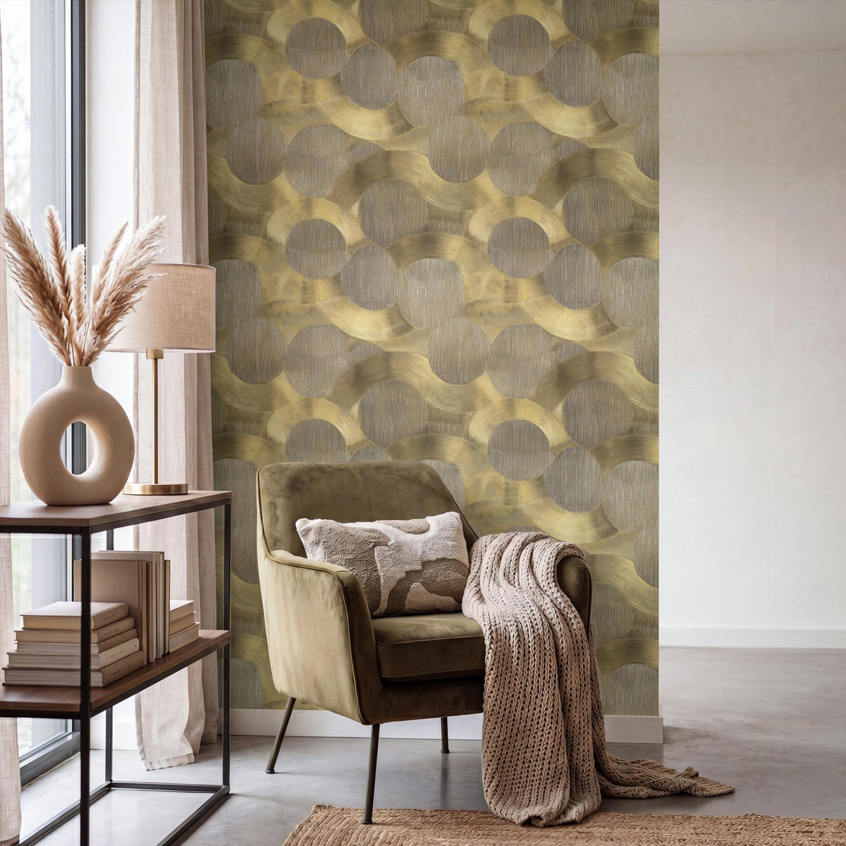 TAPETE - Modern - Geometrisch - Gold - 140x220 cm - Goldfarben, Papier (140/220cm) - OnlyWow