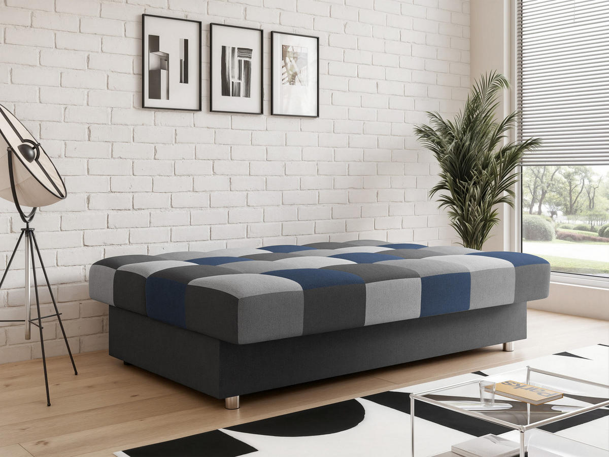 SCHLAFSOFA SKAL mit Bettkasten Anthrazit/Blau - Blau/Anthrazit, Holzwerkstoff/Kunststoff (200/85/90cm) - Idohome