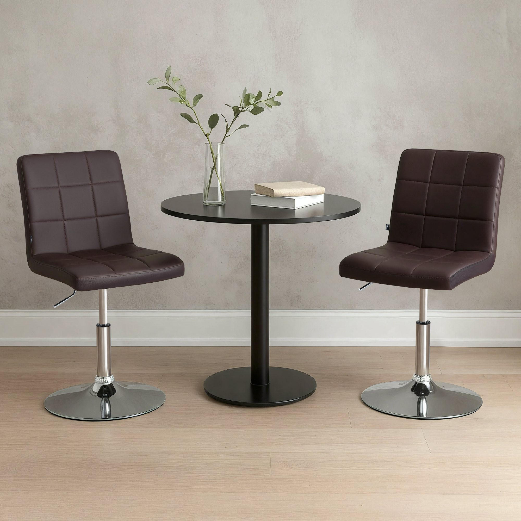 DREHSTUHL Lederlook Braun - Chromfarben/Braun, Textil/Metall (44/81/55cm) - CLP