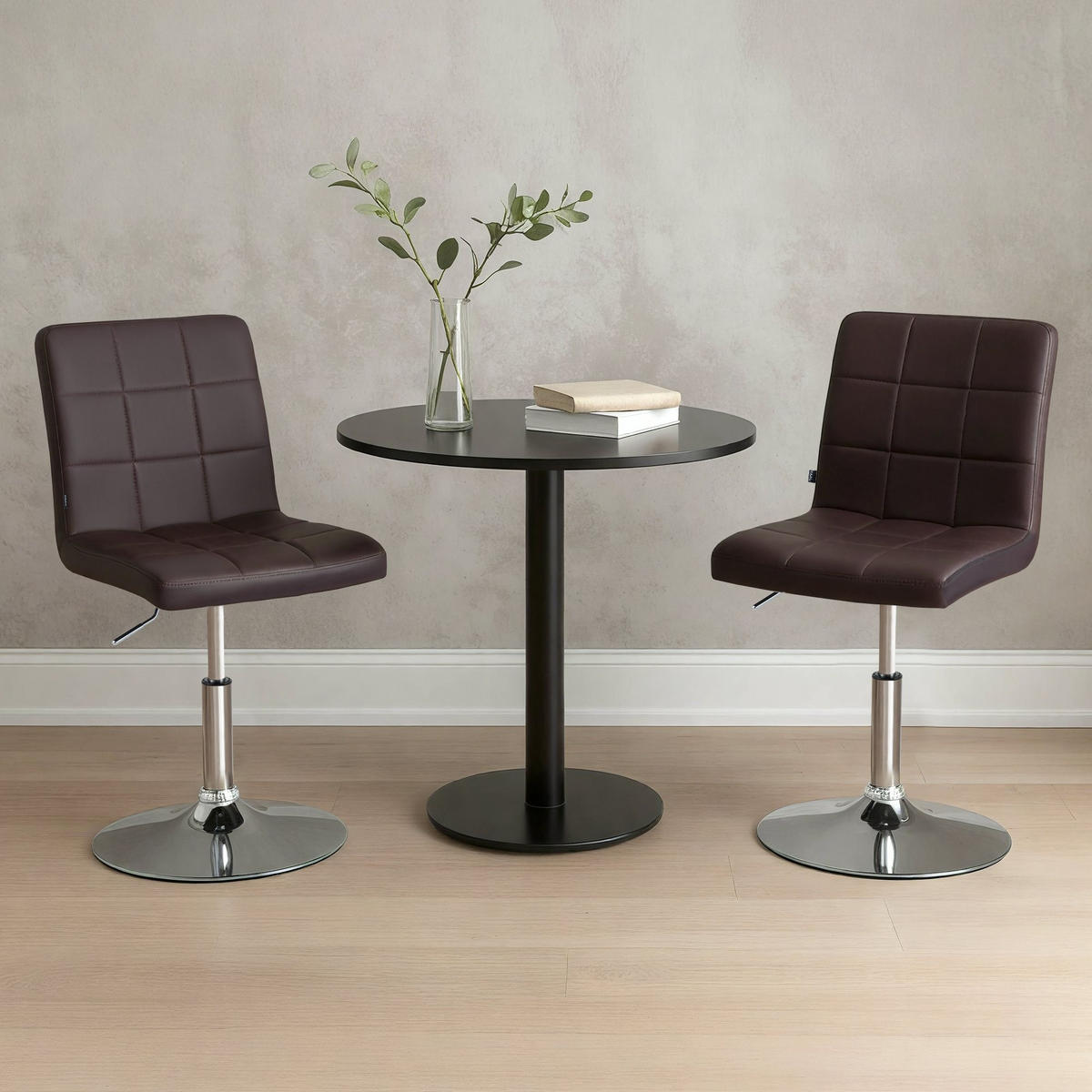 DREHSTUHL Lederlook Braun - Chromfarben/Braun, Textil/Metall (44/81/55cm) - CLP