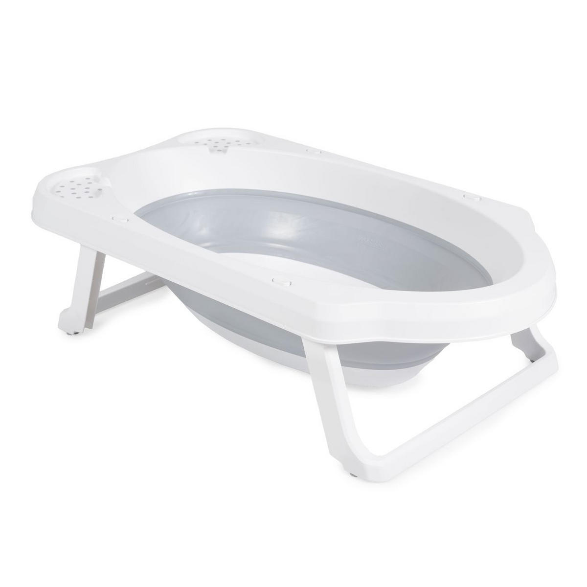 BABYBADEWANNE Set Hawaii grau 4-teilig faltbar Wasserablauf Ablagefächer Netz - Grau, Kunststoff (48/80cm) - Cangaroo