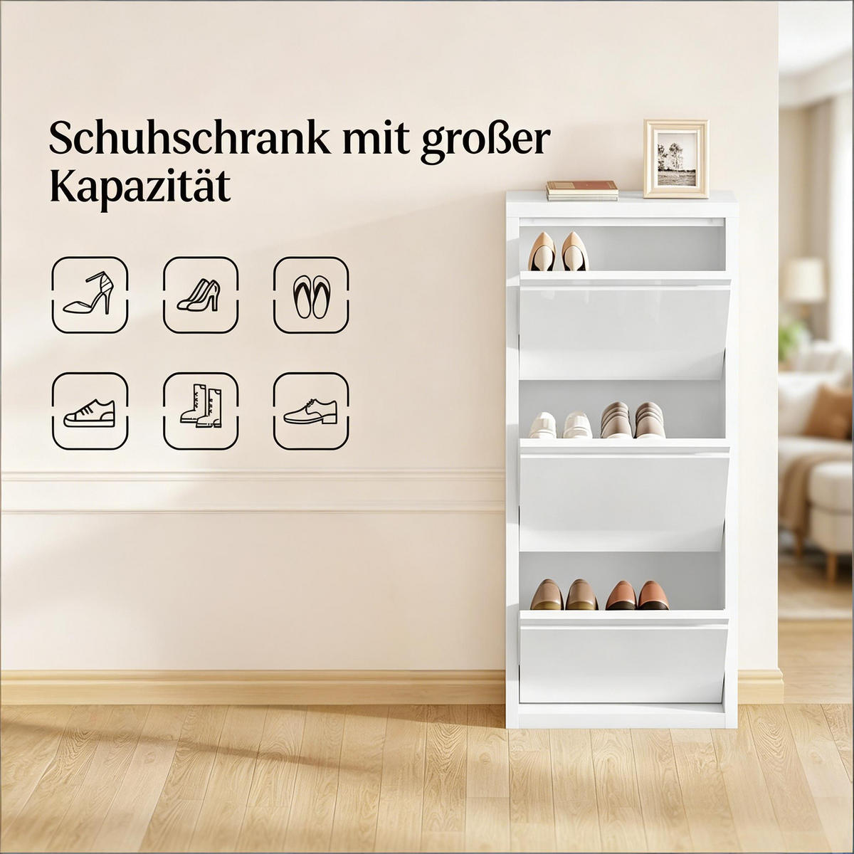 SCHUHSCHRANK Weiß 50/15/106 cm 2er-Set - Weiß, Metall (50/106/15cm) - PANGIVO