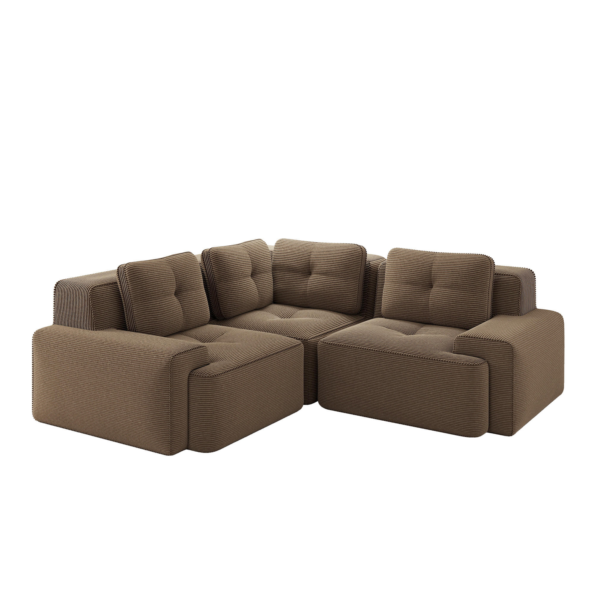 3-SITZER Sofa 177x104x69 cm aus Cordstoff rahmenlos modular, braun - Braun, Textil (104/69/177cm)