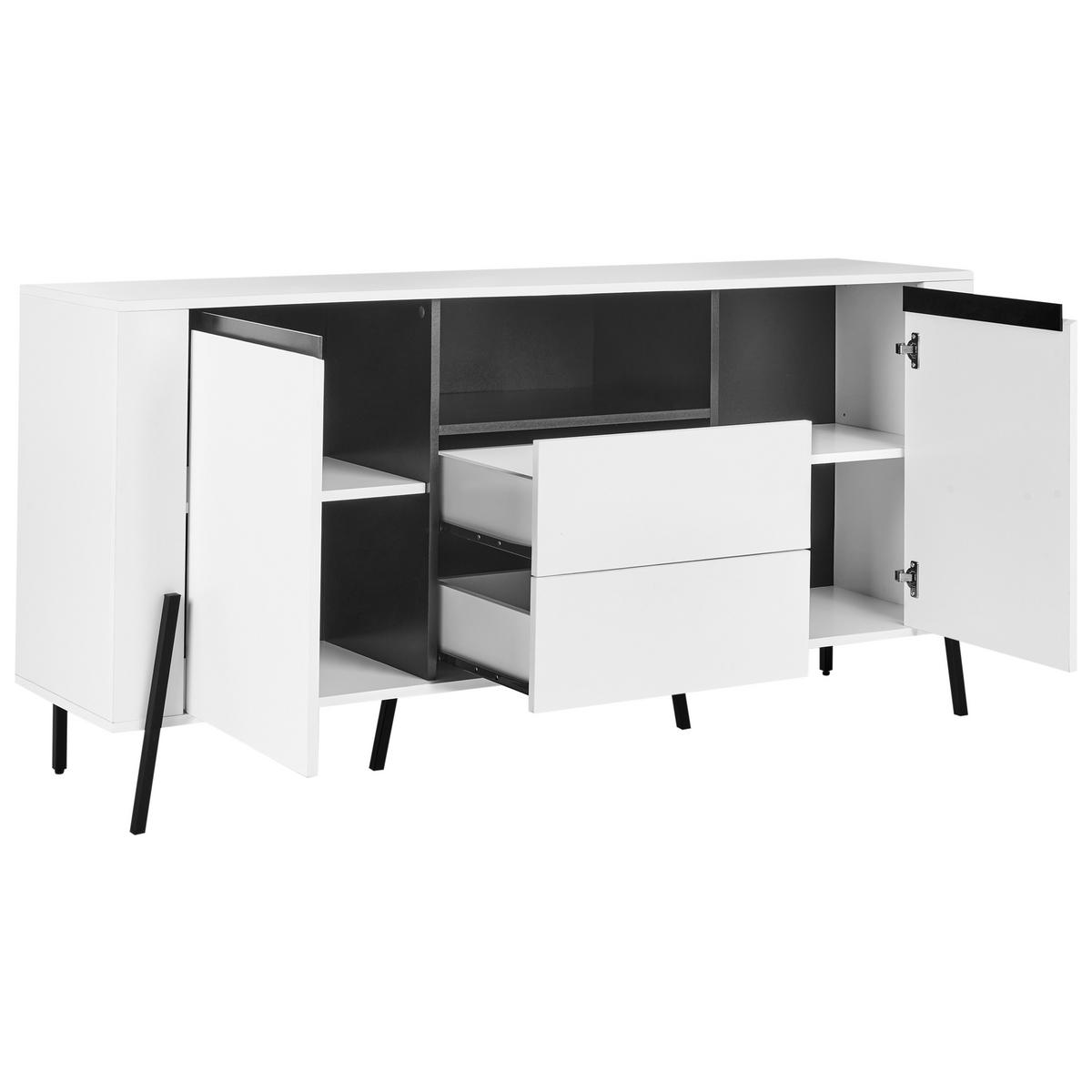 SIDEBOARD se 2 dveřmi Bílý Blackpool - bílá, kompozitní dřevo (160/76/39cm) - Beliani