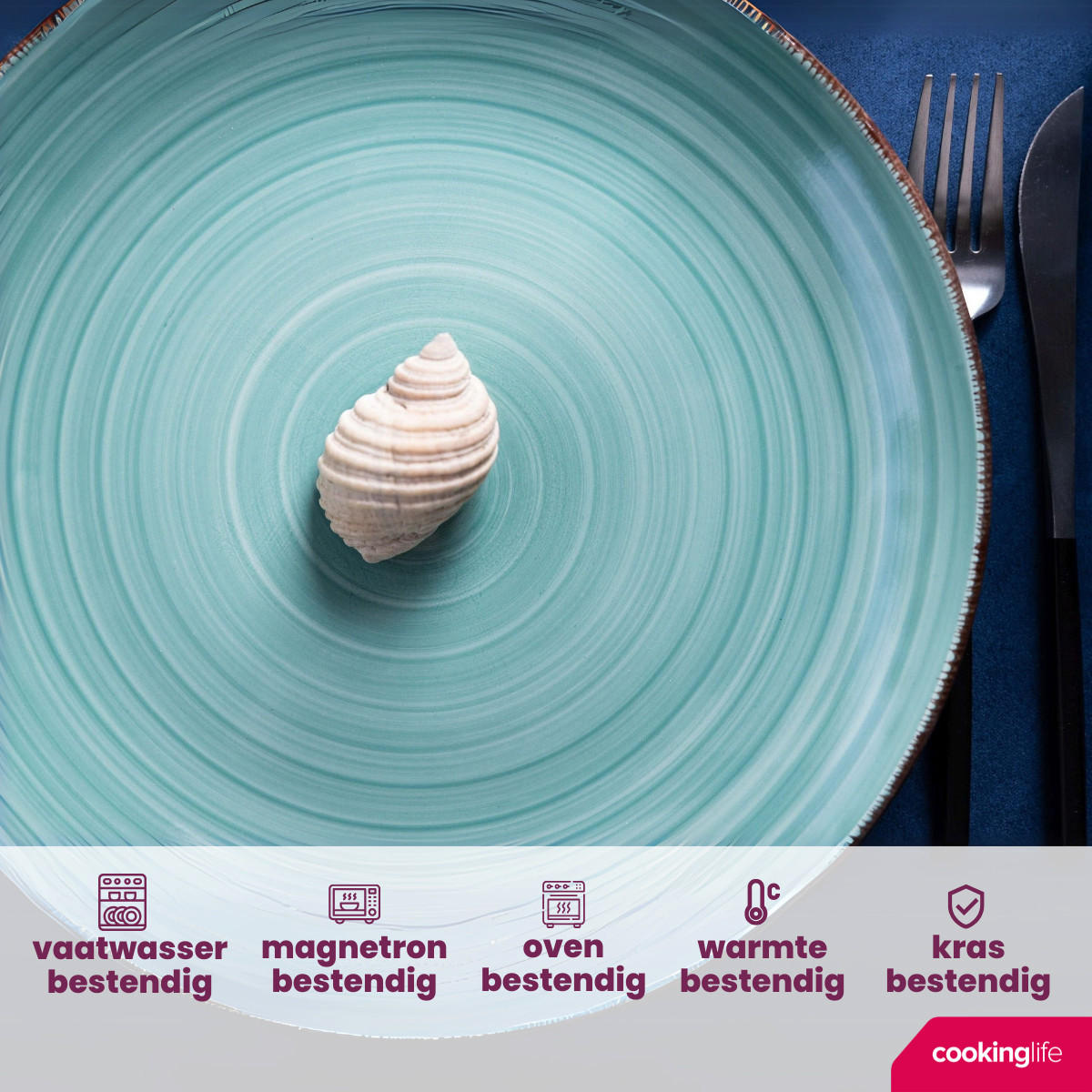 COOKINGLIFE Speiseteller Delice Blau ø 26,5 cm - 6 Stück - Blau, Keramik (26.5cm) - Cookinglife