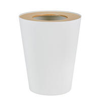 PAPIERKORB Rin weiß 23/28/23 cm rund mit Holzabdeckung - Weiß, Metall (23/28/23cm) - Yamazaki