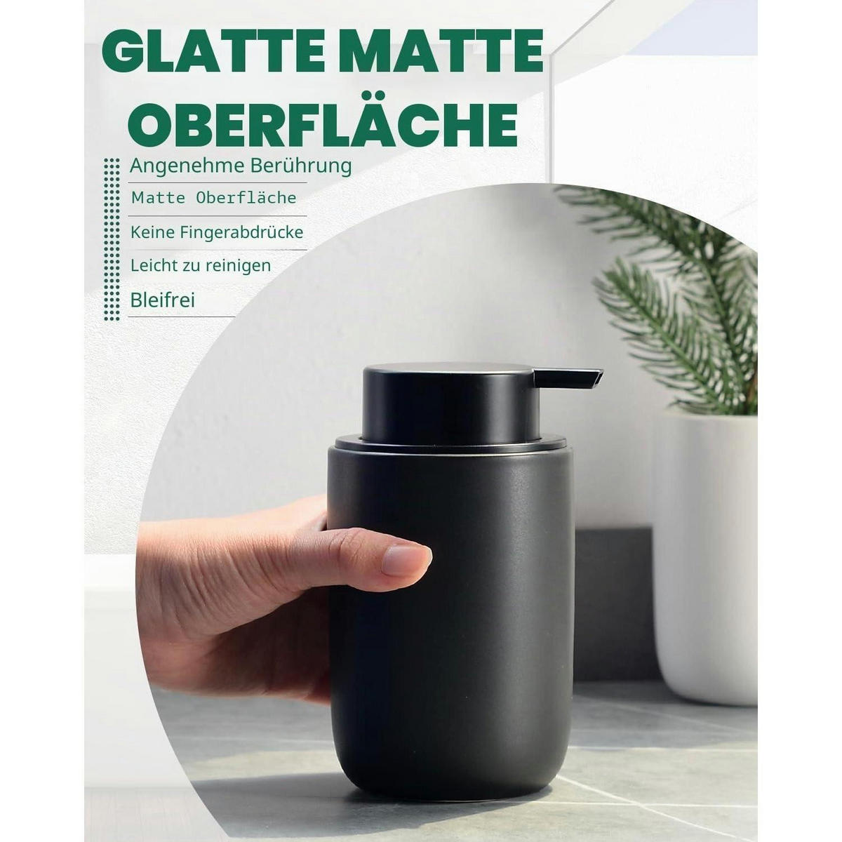 SEIFENSPENDER Keramik Matt Schwarz 350ml - Schwarz, Keramik (8/14/8cm)