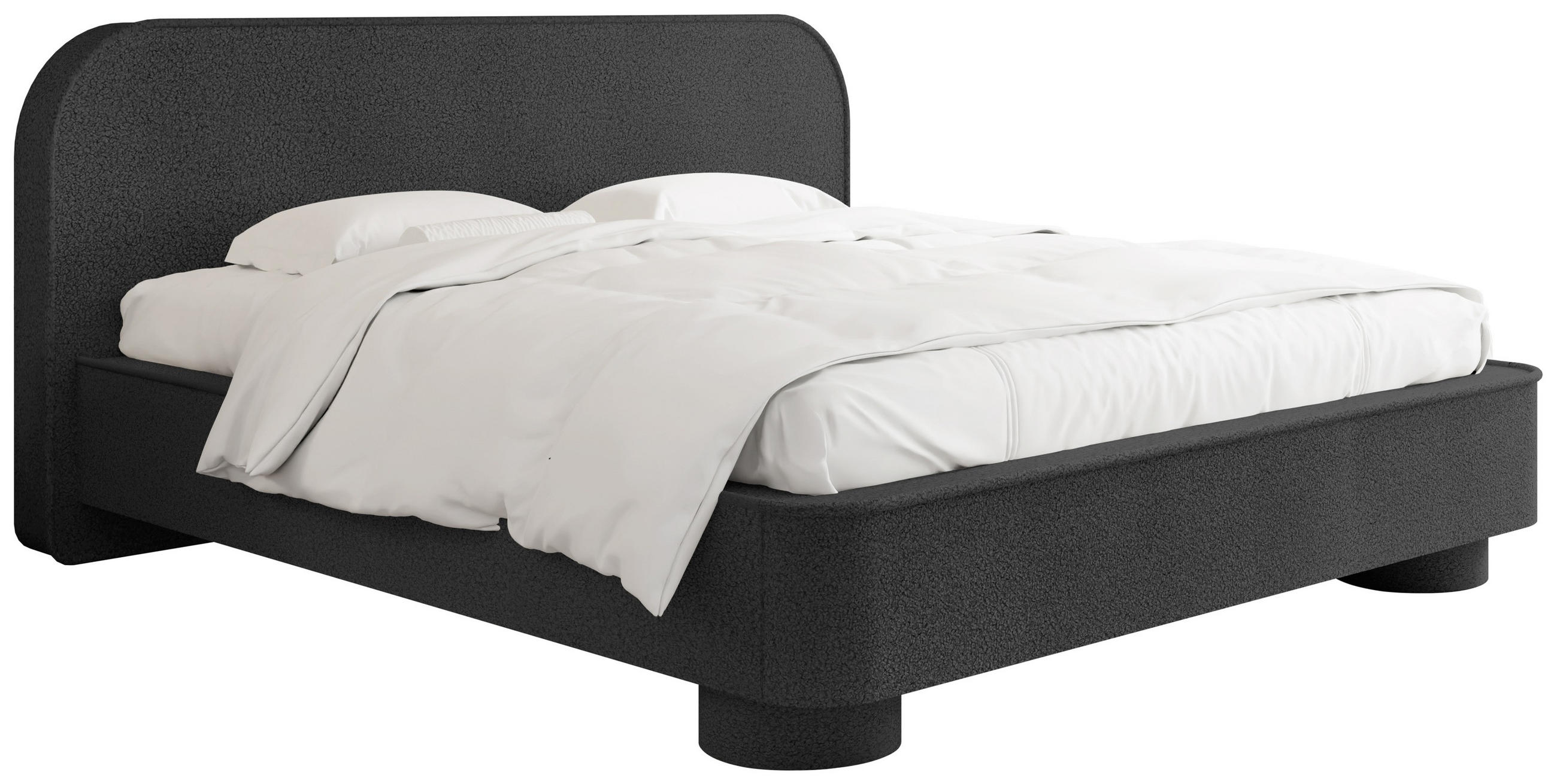 POLSTERBETT Aurora mit Bettkasten, Lattenrost & gepolsterten Füßen in Schwarz Boucle 120x200 cm - Birkefarben/Schwarz, Textil/Metall (120/200cm) - WFL GROUP