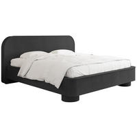 POLSTERBETT Aurora mit Bettkasten, Lattenrost & gepolsterten Füßen in Schwarz Boucle 140x200 cm - Birkefarben/Schwarz, Textil/Metall (140/200cm) - WFL GROUP
