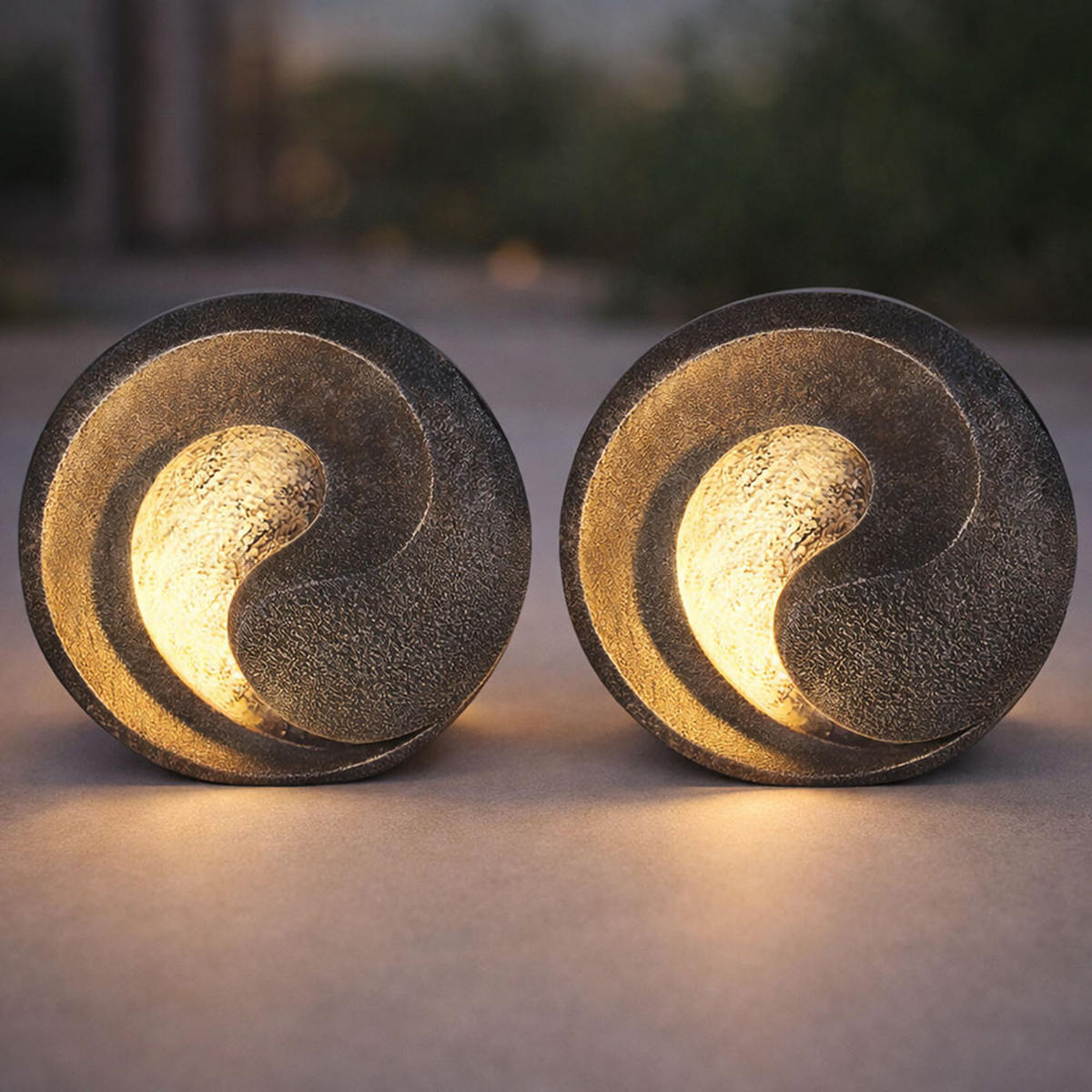 LED AUSSENLEUCHTE Skulptur Grau 2er Set - Grau, Kunststoff (29.5/11/29cm) - Globo Lighting