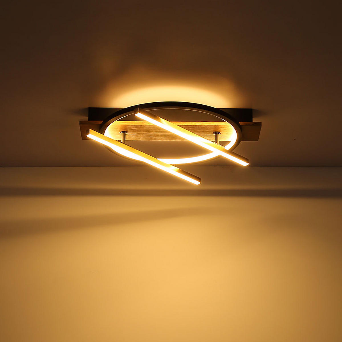 LED DECKENLEUCHTE Holzoptik Schwarz - Schwarz, Metall (44/40/9cm) - Globo Lighting