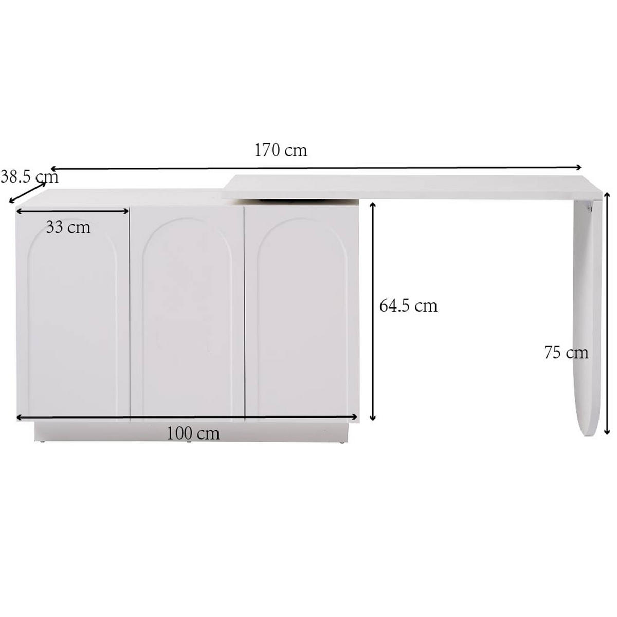 SCHREIBTISCH Weiß mit 360° Drehfunktion Flexibler Eckschreibtisch & Sideboard - Weiß, Holzwerkstoff (40/110/75cm) - Urban Meuble