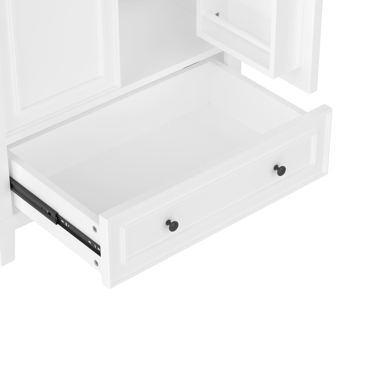 WASCHTISCHKOMBI 76x46x87cm in Weiß mit Massivholzbeinen & Keramikbecken - Weiß, Holzwerkstoff (76/87/46cm) - Modfu