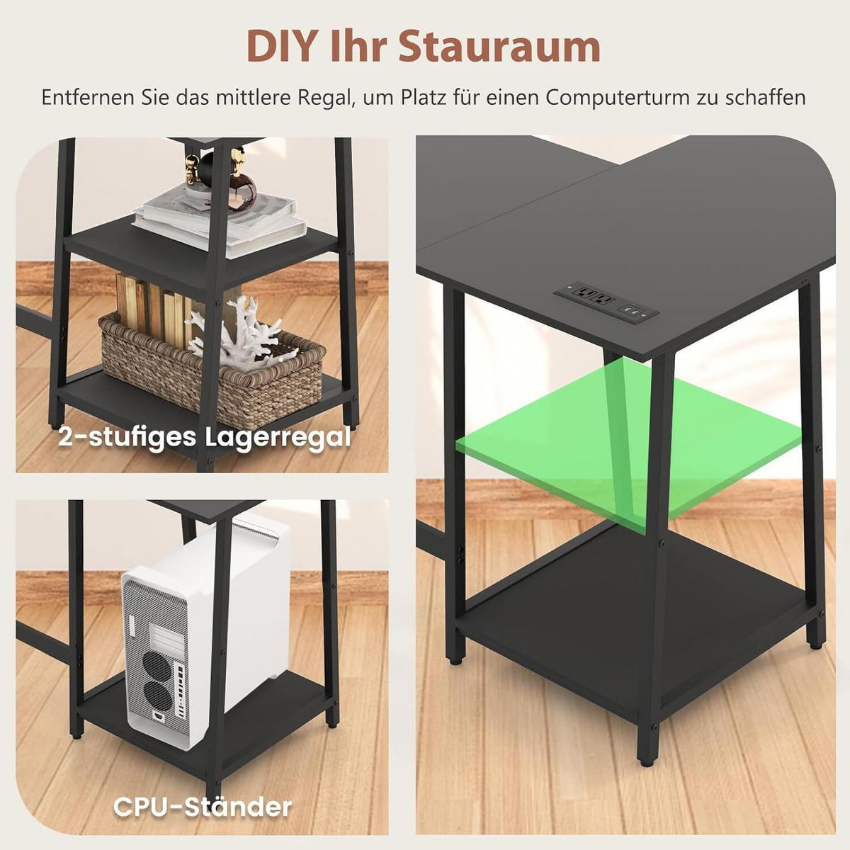 SKRIVBORD 75 cm Svart - Svart, Trä (120/120/75cm) - COSTWAY