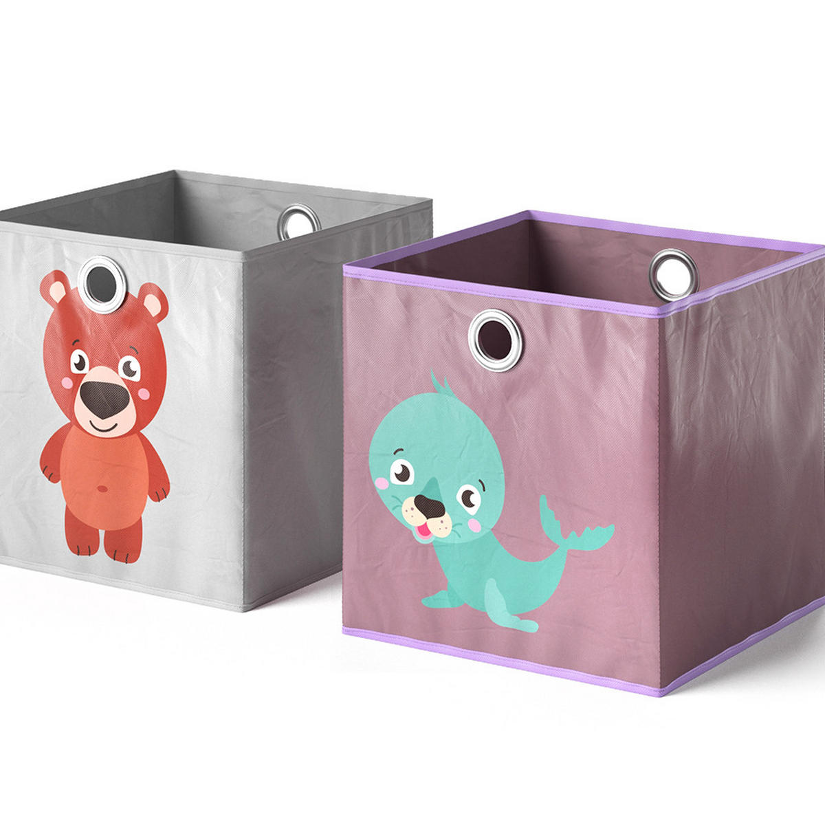 FALTBOX 30 x 30 Grau/Lila 30 x 30 cm 2er Set - Lila/Grau, Wellpappe (30/30cm) - Vicco
