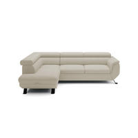 ECKSOFA RAVEN L mit Schlaffunktion und Bettkasten, Freistehend, Polstersofa mit Verstellbaren Kopfstützen, 257x198x96 cm, Linke, Beige - Beige, Holz/Textil (198/256cm) - DomoHome