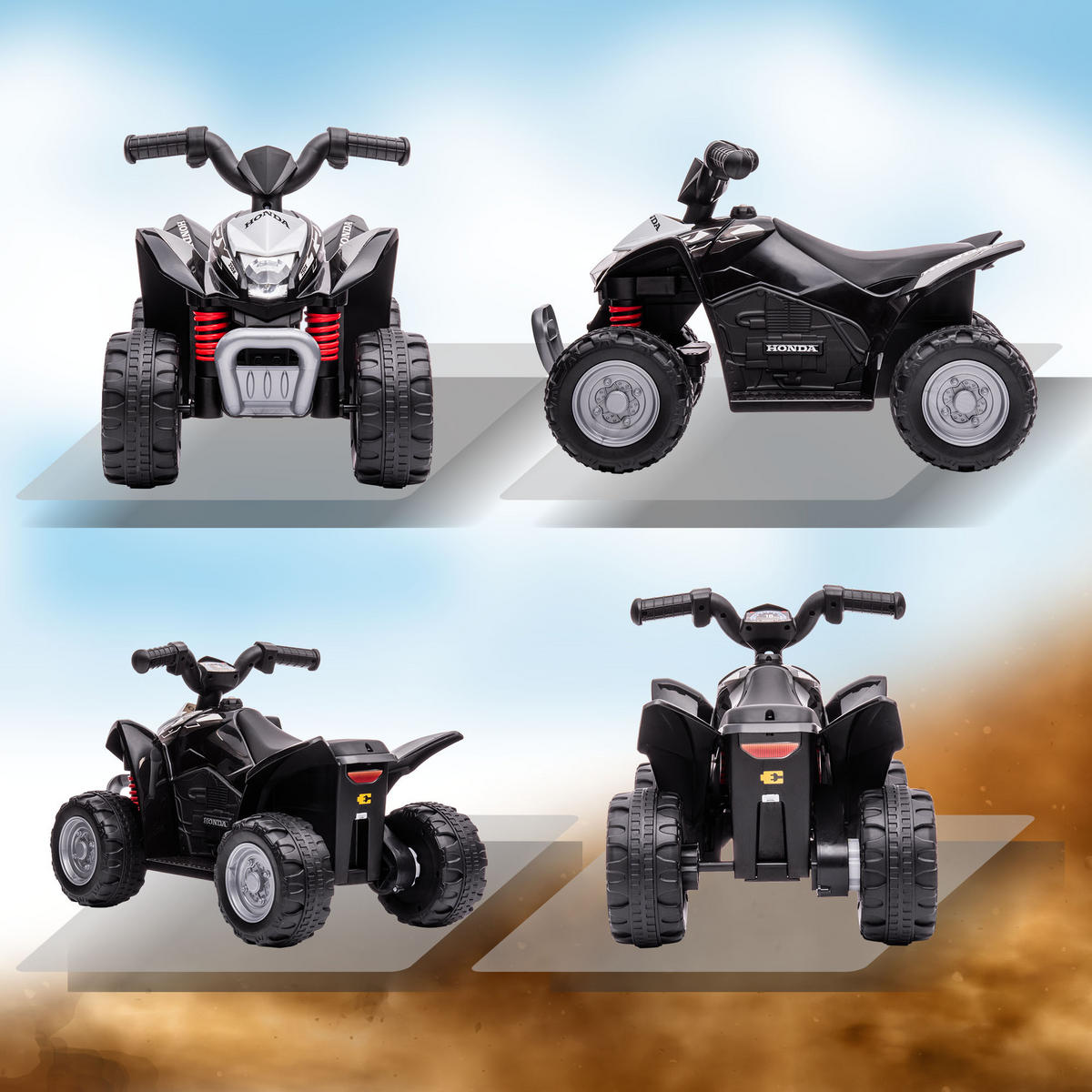MINI ELEKTRO-QUAD KINDER, Schwarz, PP+ Metall - Schwarz, Kunststoff (65.5/38.5/43.5cm) - AIYAPLAY