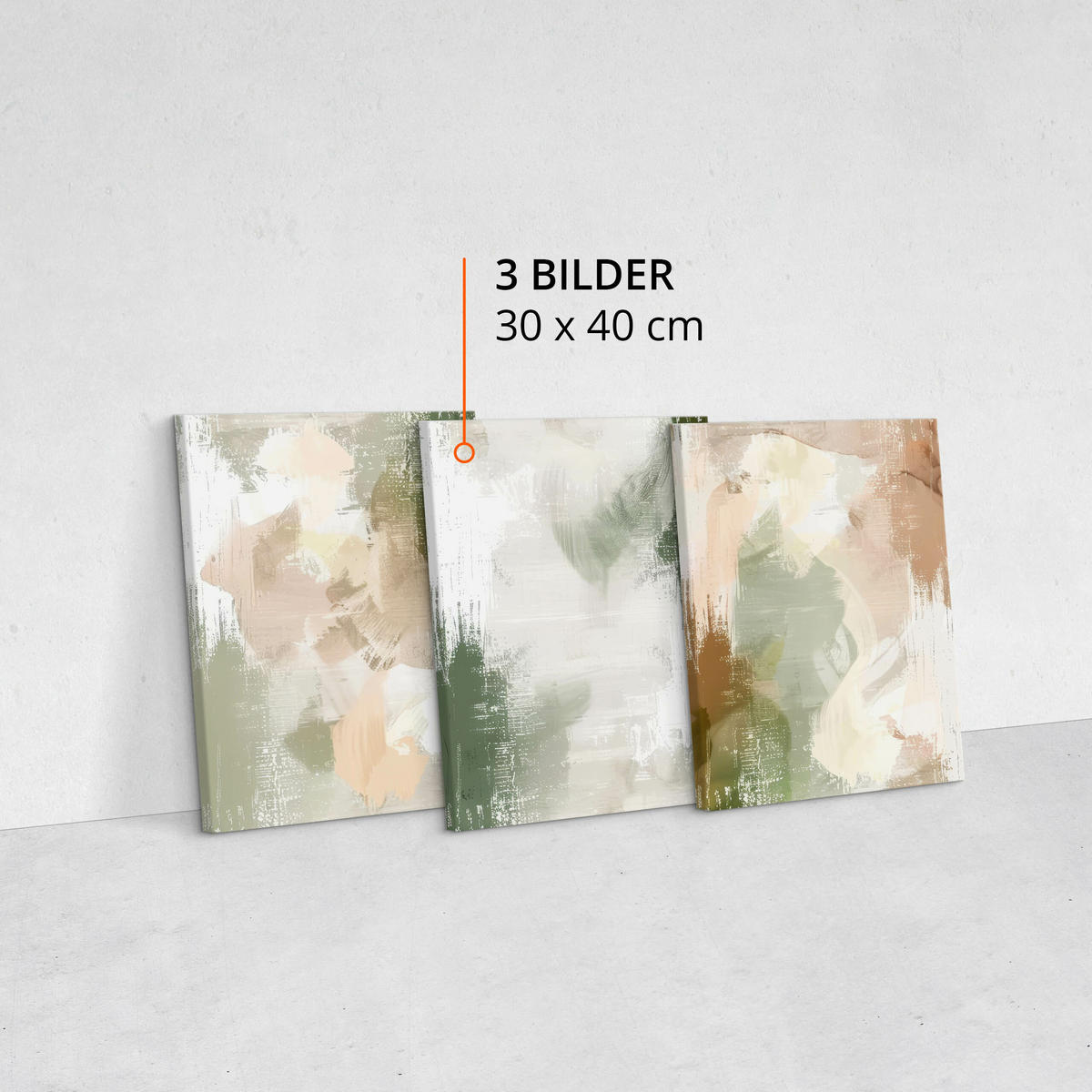 LEINWANDBILDER 3-es Set Abstrakt Malerei - Beige/Weiß, Textil (90/40cm) - Muralo