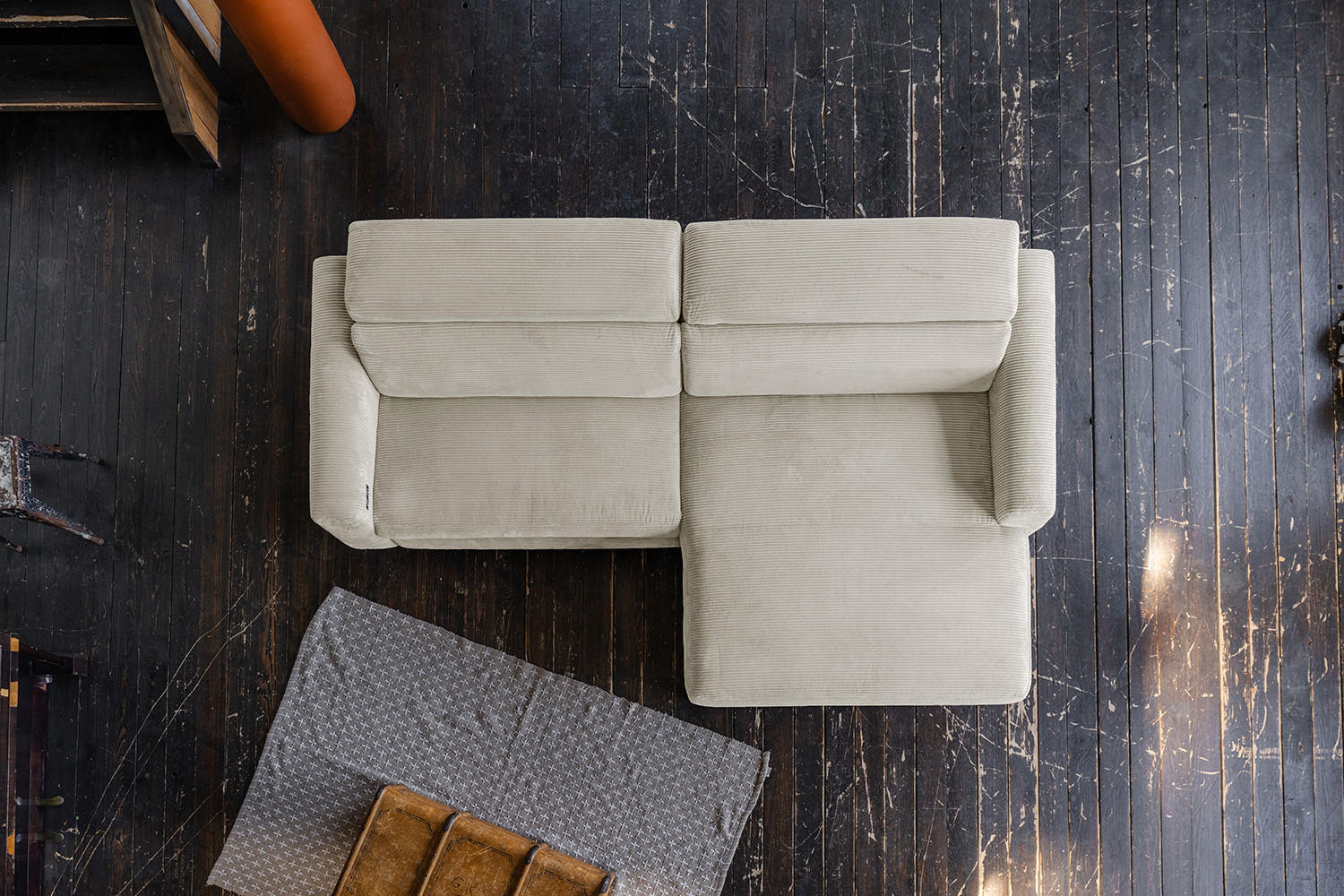 Thumbnail - Kawola Ecksofa, Creme, Textil, Echtholz, 3-Sitzer, Füllung: Komfortschaum, Ottomane rechts, L-Form, 282x177 cm, Wohnzimm...