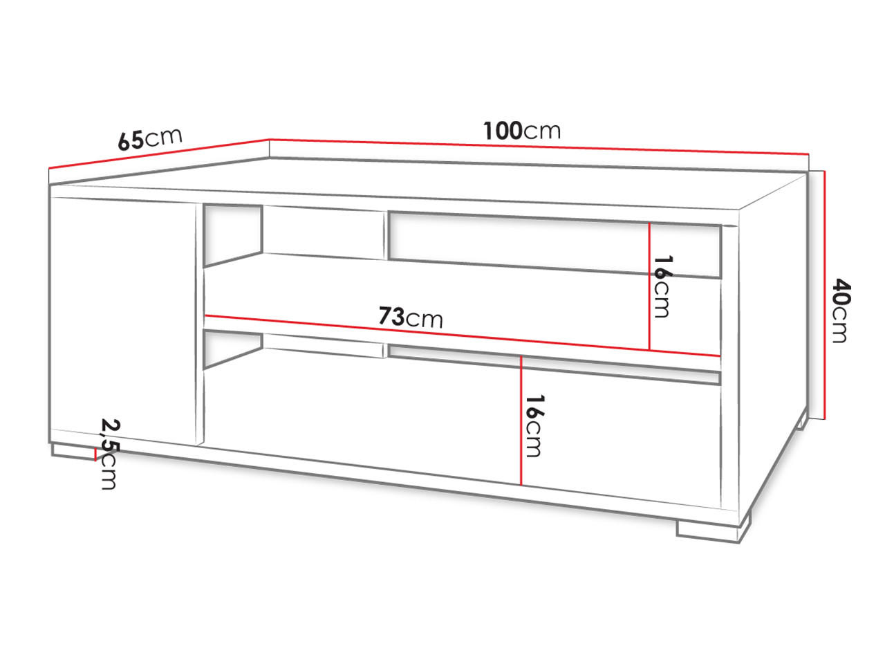 Thumbnail - Mirjan24 Couchtisch, Weiß, Holzwerkstoff, Rechteckig,Rechteckig, 100x40x65 cm, Wohnzimmer, Wohnzimmertische, Couchtische
