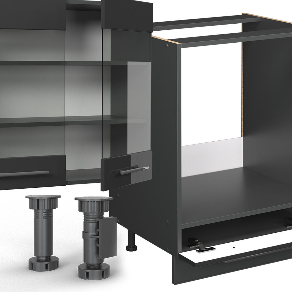 KUCHYŇSKÝ KOUT Fame-Line Antracitový vysoký lesk - antracitová/vysoce lesklá černá, kompozitní dřevo (355/81.6/46cm) - Vicco