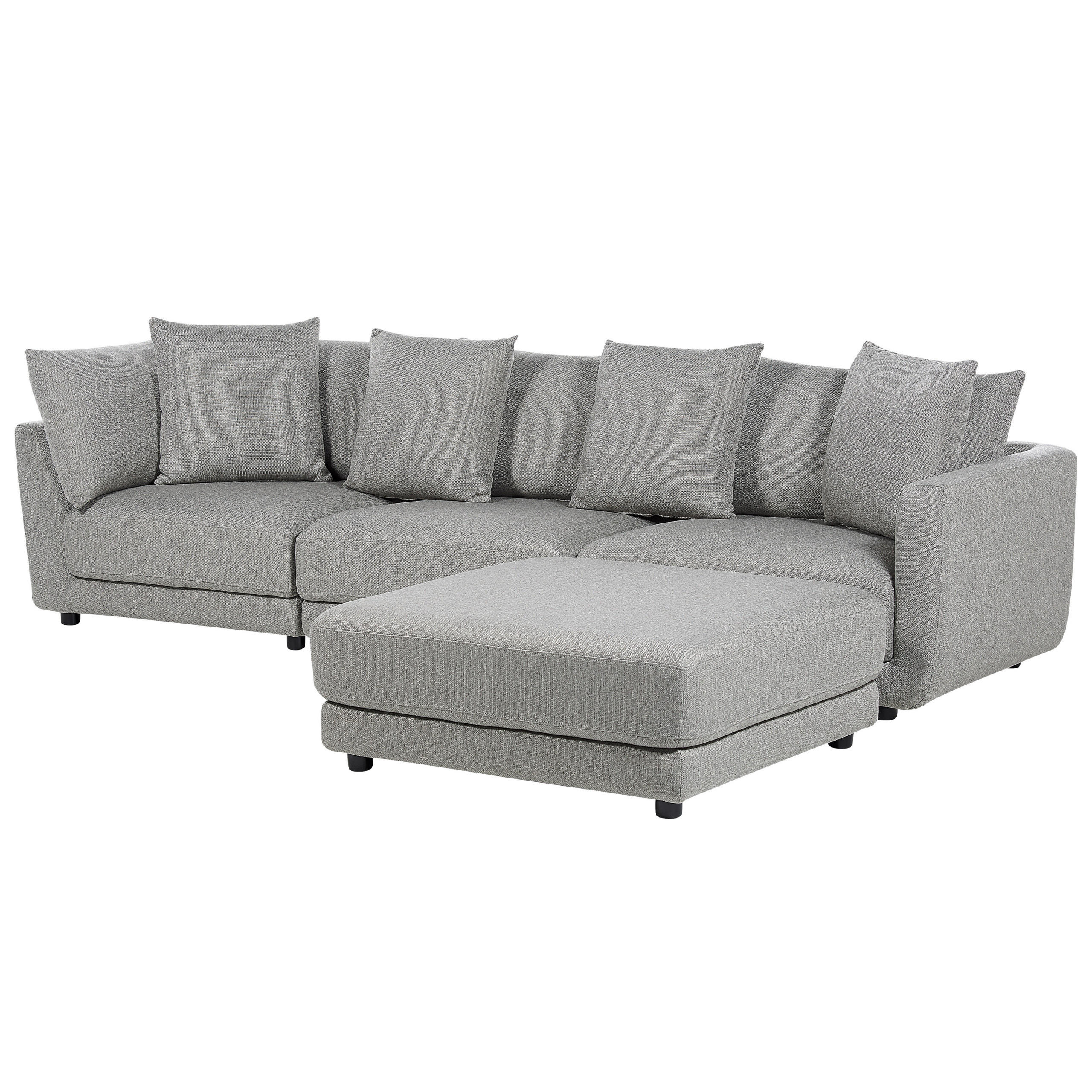 3-SITZER-SOFA hellgrau mit Ottomane Sigtuna - Schwarz/Grau, Textil (300/86/102cm) - Beliani