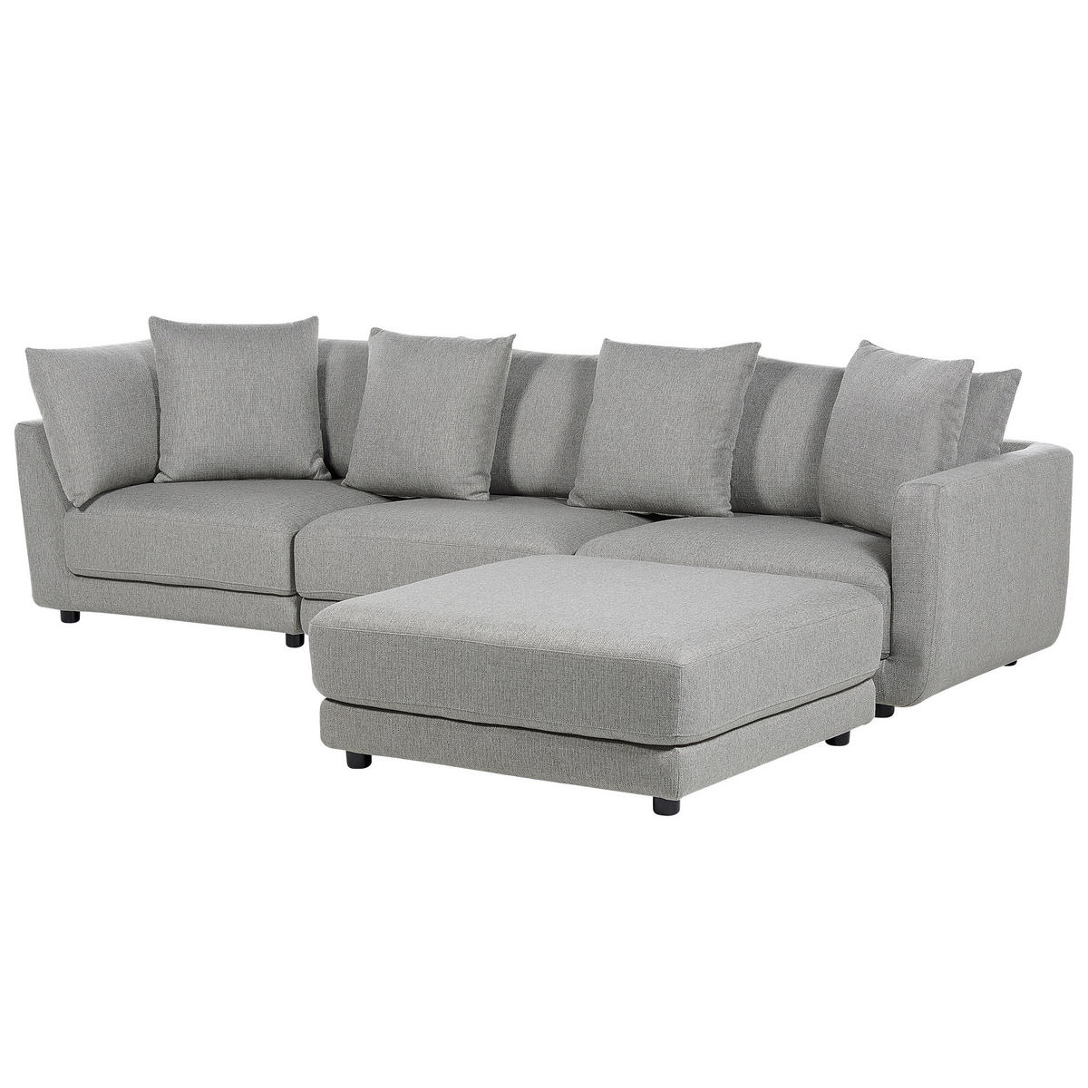 3-SITZER-SOFA hellgrau mit Ottomane Sigtuna - Schwarz/Grau, Textil (300/86/102cm) - Beliani
